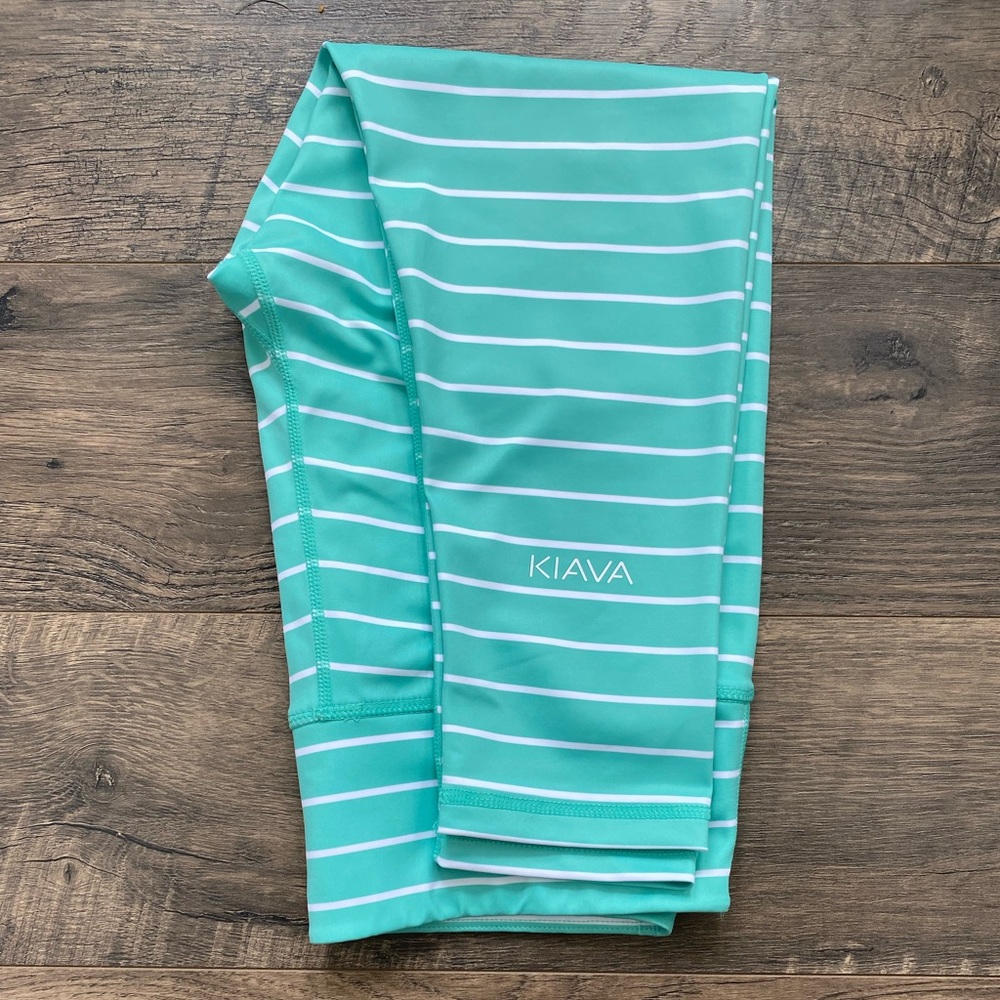Kiava Women’s Teal Stripe Leggings - Picture 2 of 3
